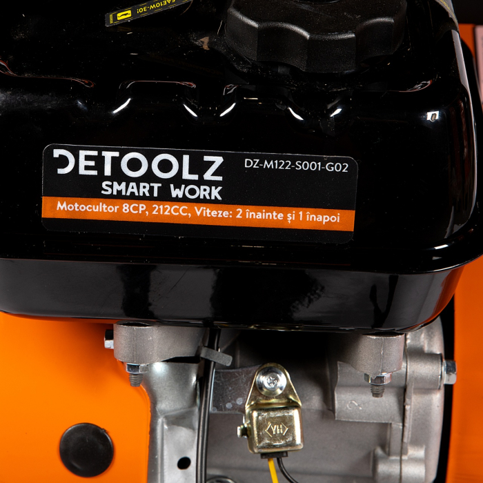 Motocultor Detoolz 8cp 212cc, benzina 4T, 3 viteze, pornire manuala, cu roti [3]