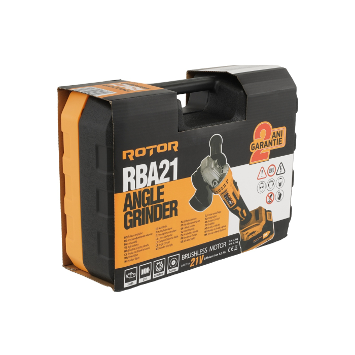 Polizor unghiular cu variator, ROTOR RBA21,8500 RPM, cu acumulator 21 V /3 Ah [4]