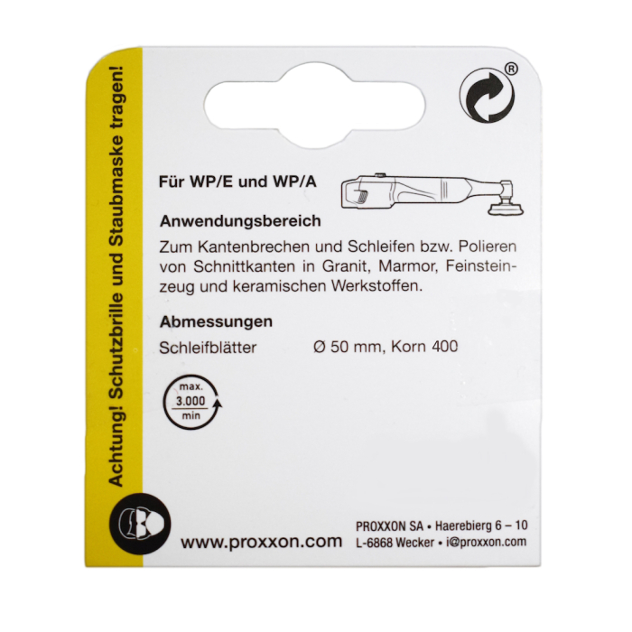 Proxxon 28659, Set 3 discuri diamantate pentru slefuire si lustruire, GR400, diametru 50mm, pentru WP/A si WP/E [4]