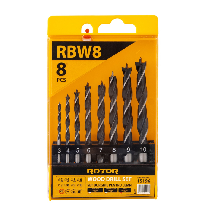 Set burghie pentru lemn, 8 piese ROTOR RBW8 [2]
