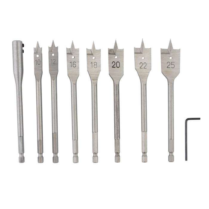 Set burghie plate pentru lemn 9 buc 10-25mm ROTOR RBP9 [1]