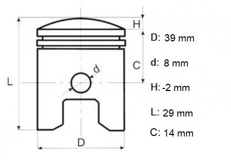 Set piston 4T GX35 39 mm, Elefant [2]