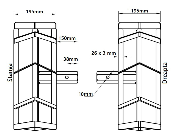 Set roti metalice 470x195 cu manicot, diametru ax 33mm, Elefant [6]