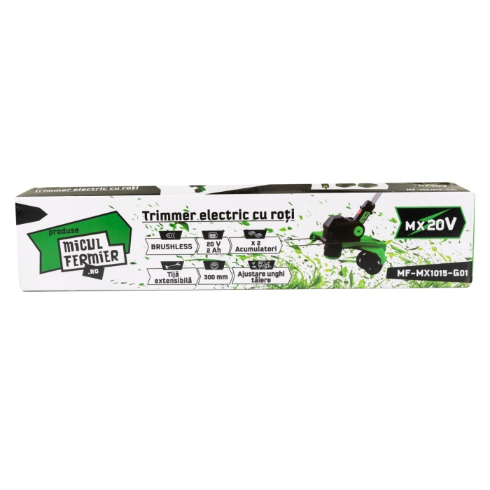 Trimmer electric Micul Fermier, 20V, 2 acumulatori 2Ah, cu roti, Brushless [6]
