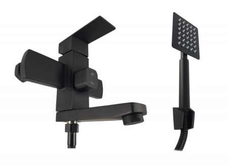 Baterii cada - Baterie cada MIXXUS KUB-009 (EURO) BLACK din otel inoxidabil, Monocomanda, Furtun dus 150cm