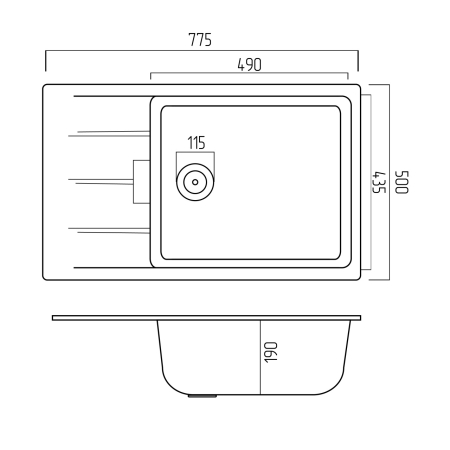 Chiuveta de bucatarie Elefant Premium Roma Negru metalic, 775x500 mm [1]