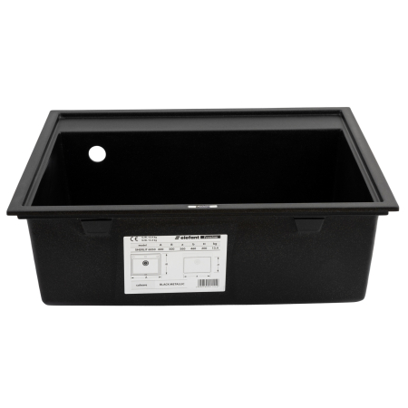 Chiuveta de bucatarie Elefant Premium SHERLIT, Negru metalic 600x500 mm [1]