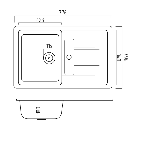 Chiuveta de bucatarie Elefant Premium Troya 7850 , Safari bej 776x496 mm [3]