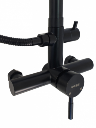 Coloana de dus MIXXUS SUS-003-J BLACK 20 cm baterie si para, monocomanda, furtun flexibil [2]
