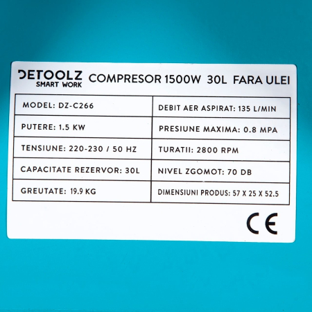 Compresor fara ulei 1500W, 30L [3]