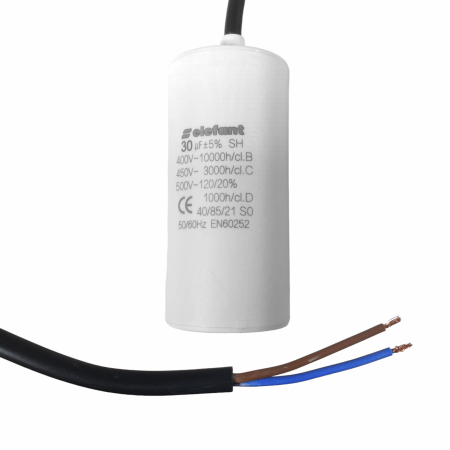  Condensatori - Condensator cu fire CBB60 30µF 45x95mm 450V, Elefant
