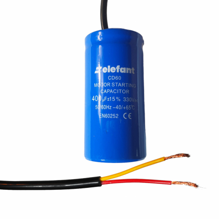  Condensatori - Condensator cu fire CD60 400µF 50x100mm 330V, Elefant