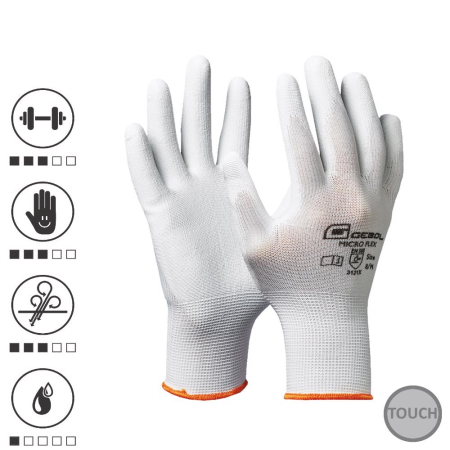 Manusi profesionale - Gebol 709244, Manusi de protectie Nano Flex White, din poliester, acoperire subtire din poliuretan, uz profesional, marimea 10/XL