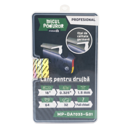 Lant Micul Padurar Profesional, 16", pas .325", grosime pinten 1.5mm, 64 pinteni, 32 dinti, full-chisel [1]
