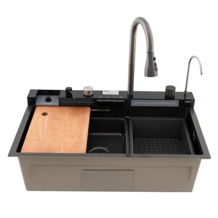 Chiuvete Bucatarie - MH7546-SET-06 Chiuveta multifunctionala din inox nano black, honeycomb, seria Decor MIXXUS