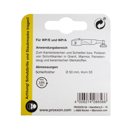 Proxxon 28656, Set 3 discuri diamantate pentru slefuire si lustruire, GR50, diametru 50mm, pentru WP/A si WP/E [3]