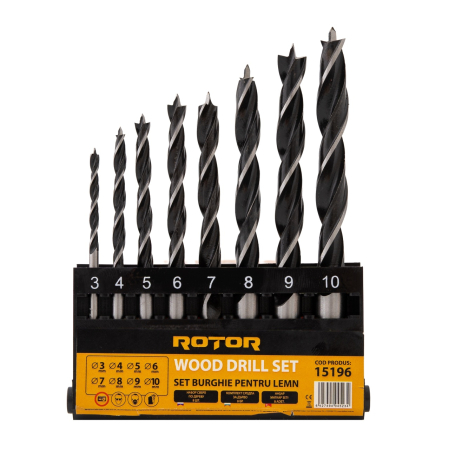  Scule de mana - Set burghie pentru lemn, 8 piese ROTOR RBW8