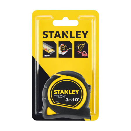 Stanley 0-30-686, ruleta Tylon 3m, 10 Ft, metric-inch, protectie din cauciuc, anti-alunecare, 3mx13mm, blister [11]