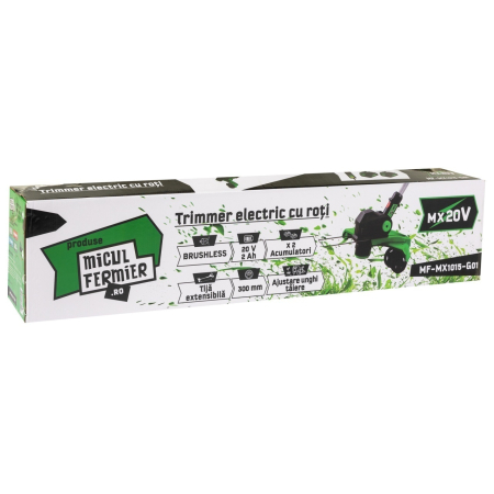 Trimmer electric Micul Fermier, 20V, 2 acumulatori 2Ah, cu roti, Brushless [6]