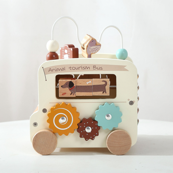 Autobuz Turistic cu Animale – Jucărie Educațională din Lemn 6-în-1 [2]