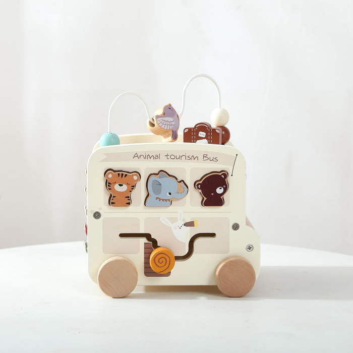 Autobuz Turistic cu Animale – Jucărie Educațională din Lemn 6-în-1 [3]
