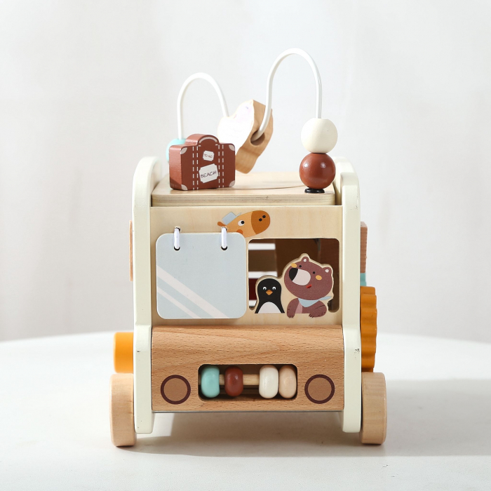 Autobuz Turistic cu Animale – Jucărie Educațională din Lemn 6-în-1 [4]