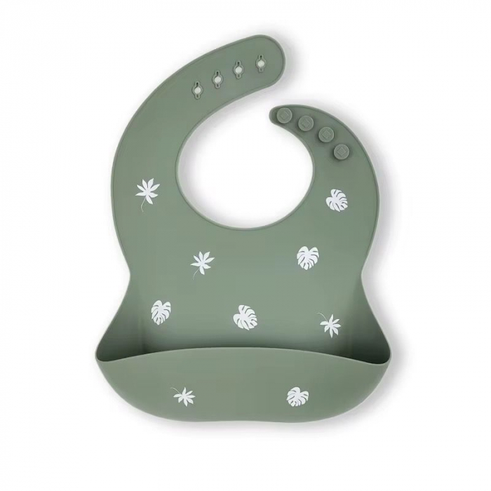 Bavetă din silicon cu buzunar colector -Maple Leaf| Reglabilă, moale, baby-safe [1]