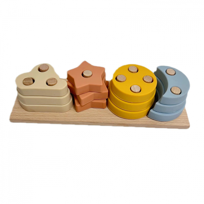 Joc educativ de sortare forme – lemn & silicon moale [3]