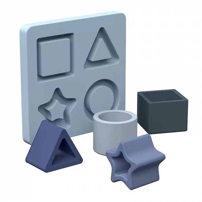 Joc Educativ Tip Sortator Forme Geometrice din Silicon Alimentar - ALBASTRU [2]
