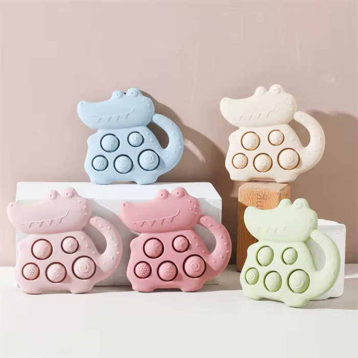 Jucărie Senzorială din Silicon – Crocodil Tactil cu Bule Texturate-Diverse Culori [2]