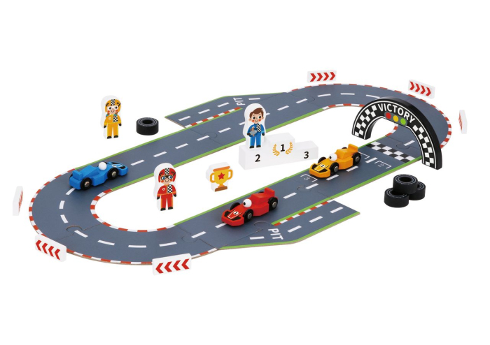 Pistă de Curse din Lemn Tooky Toy Racing Game – 29 Piese, 3+ Ani [2]