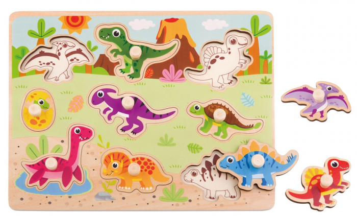 Puzzle din Lemn cu Dinozauri [1]