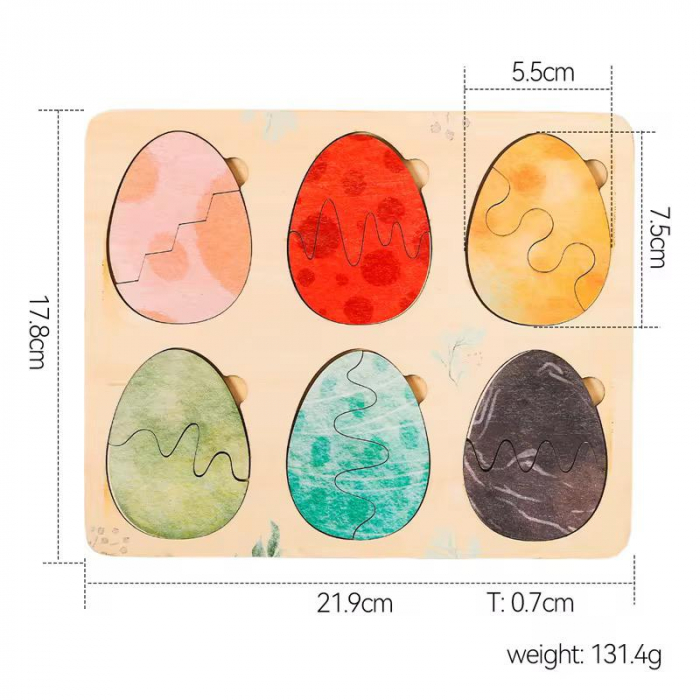 Puzzle Montessori din Lemn – Ouă colorate cu animăluțe surpriză [5]