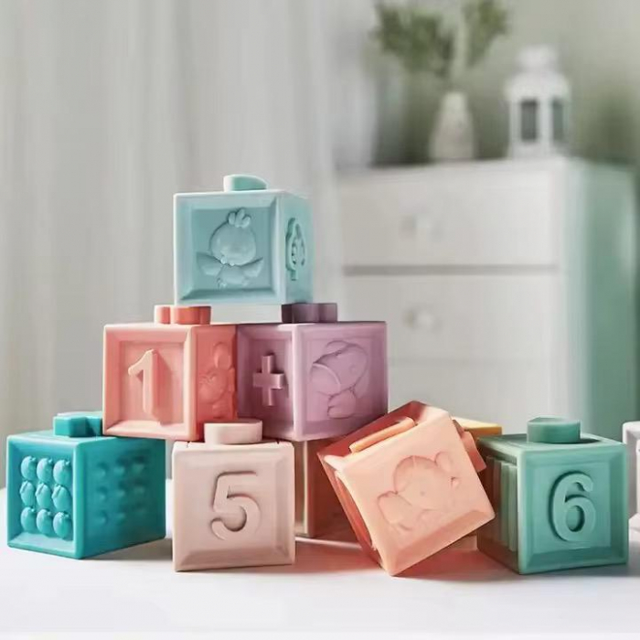 Set 12 Cuburi Senzoriale din Silicon – Cifre, Forme, Texturi și Joacă Liberă [3]