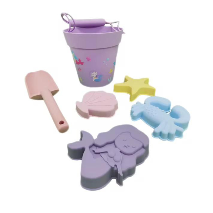 Set Găletușă din Silicon Sirena + Forme & Lopățică – Joacă Creativă la Plajă și în Nisip [1]