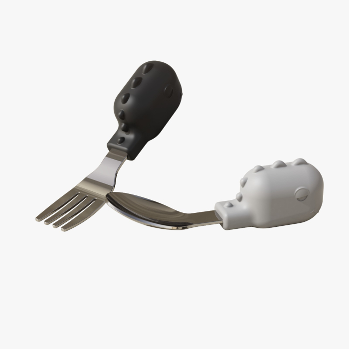 Set Tacâmuri Copii ,Dinozaur – Linguriță și Furculiță din Inox cu Mâner din Silicon, 12 luni+ [3]