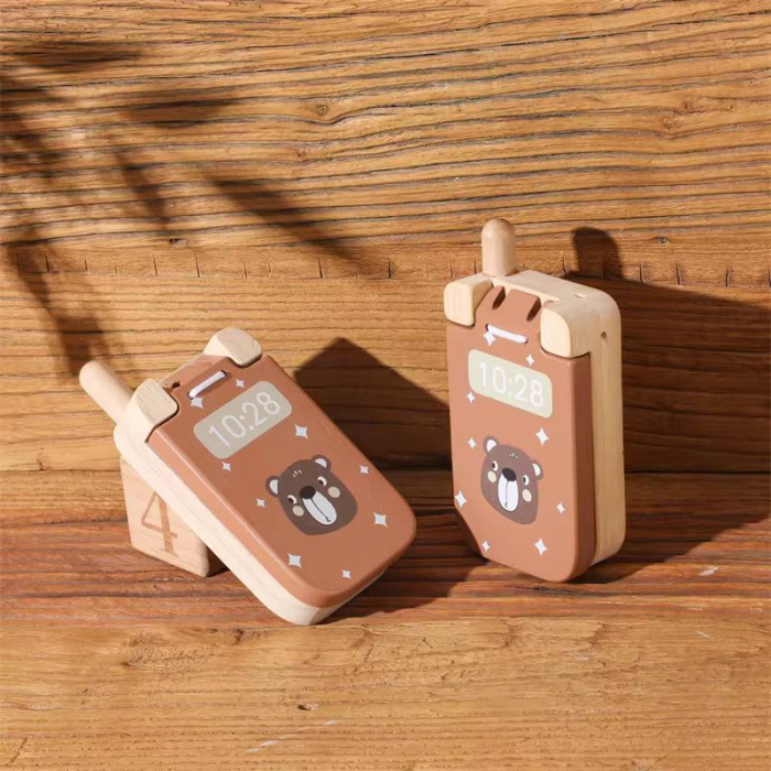 Telefon din lemn cu clapetă – Jucărie educativă și de rol pentru copii [4]