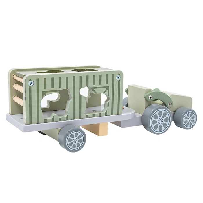 Tractor din Lemn cu Remorcă și Animale – Joc de Sortare 18 luni+ [2]