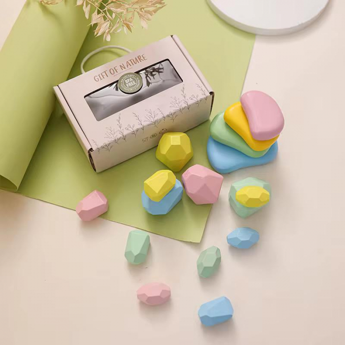 Turn de Stivuire pastel – Jucărie Educativă și Senzorială din Lemn Natural [3]