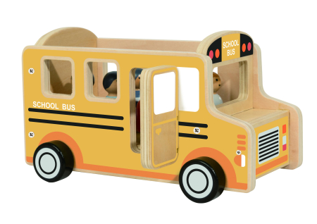 Noutăți - Autobuz Școlar din Lemn cu Figurine