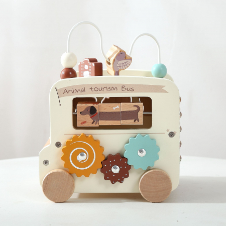 Autobuz Turistic cu Animale – Jucărie Educațională din Lemn 6-în-1 [1]