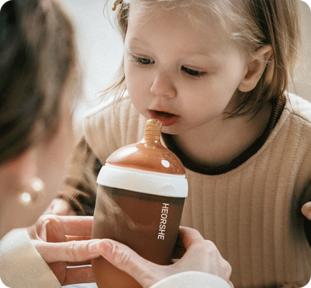 Biberon cu gât extra-larg HEORSHE 240ml ROZ – Hrănire naturală, ca la sânul mamei [2]