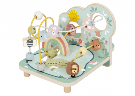 1-2 ani - Centru de Activități din Lemn cu Labirint și Animale – Aventură Colorată în Natură