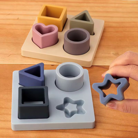 Joc Educativ Tip Sortator Forme Geometrice din Silicon Alimentar - MULTICOLOR [1]