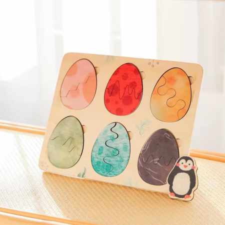Puzzle Montessori din Lemn – Ouă colorate cu animăluțe surpriză [3]