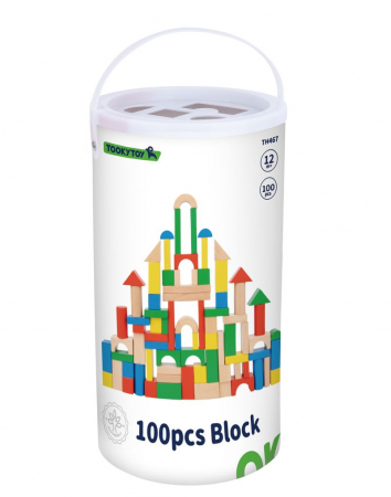 Set 100 de Cuburi din Lemn Colorate pentru Construcții – Montessori [1]