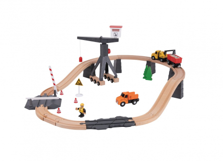 Toate produsele - Set din Lemn – Macara, Sine și Vehicule de Construcție