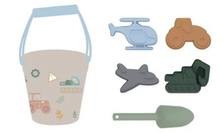 Cadouri - Set Găletușă din Silicon Utilaje si Avioane + Forme & Lopățică – Joacă Creativă la Plajă și în Nisip