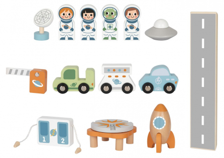 Set Rachetă Spațială cu Platformă și Astronauți din Lemn [4]