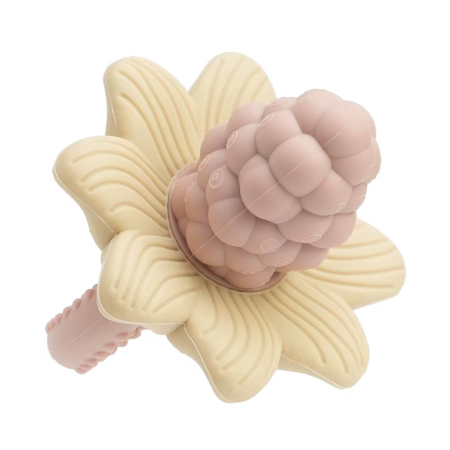 Produse esențiale pentru bebeluși - Suzeta de Dentitie din Silicon – Floare cu Mure Pastel